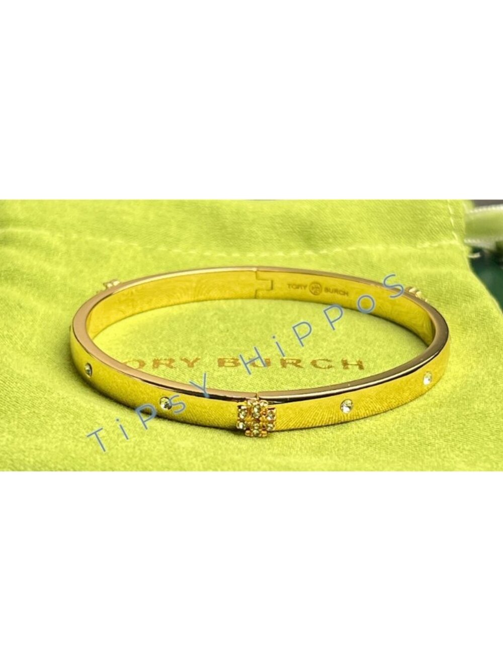 NEW!  Beautiful Tory Burch Kira Gold Bangle with Crystal Accents   10168